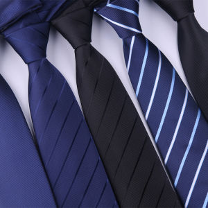 Zipper Business Tie Mens Wedding Groom No-Tie Multicolor Stripe Diagonal Black Blue Necktie Fashionable Office Wear Accessory