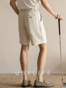 UBV | Breathable Cool Natural Mens Linen Shorts White Vintage