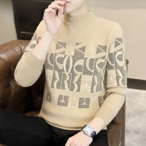 HENGYUANXIANG | Hengyuanxiang 2025 New Thickened Half High Collar Mens Knitted Sweater Anti-pilling Fashionable Autumn Winter Casual Style
