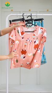 Đồ bộ nữ mùa hè vải lanh tole mềm mát áo cộc tay quần lửng mặc nhà Việt Thắng B06.6039