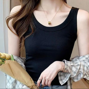 Slim Fit Ribbed Tank Top Womens Sporty Base Layer Shirt Street Style U-Neckline A-Line Narrow Strap Vest Pure Color