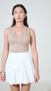NAKD FASHION ROMY BASIC COTTON SPANDEX KEYHOLE SLEEVELESS DAILY CASUAL SUMMER TOP 6013