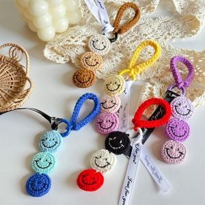 Ran Ran Net Red Smiley Smile Creative Keychain Pendant DIY Handmade Wool Crochet Ornaments Finished Cute Accessories