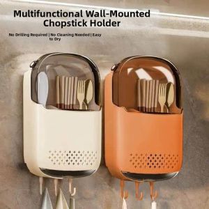 BAIXITANG | Dustproof Wall-mounted Household Cutlery Organizer with Lid and Drainage