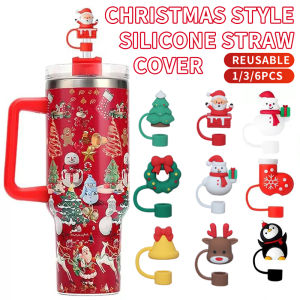 Christmas Straw Hat - Three-Dimensional Straw Lid Car Cup - Cartoon Straw Plug - Cute Straw Lid Christmas Straw Hat Reusable