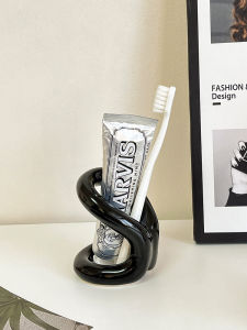 Creative Ceramic Knot Electric Toothbrush Storage Rack Bathroom Washstand Makeup Brush Toothpaste Organizer Horizontal Placement