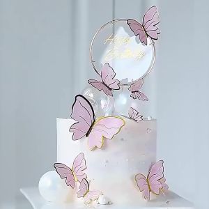 10pcs/Set Butterfly Paper Bouquet Birthday Cake Card Decoration Wedding Diy Cake Decorative Sticker