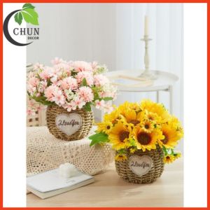 Giỏ hoa lụa vintage nhiều mẫu trang trí bàn kệ tủ giá sách trang trí tường