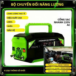 Biến Tần Điện Ô Tô 500W Điện Áp Kép 110V/220V AC Với Bộ Sạc An Toàn USB C PD 20W Cho Máy Tính Xách Tay Máy Bay Không Người Lái Máy Ảnh Máy CPAP