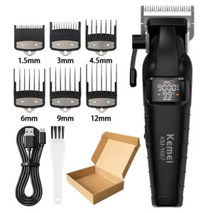 Kemei | KEMEI KM-1667 Trimmer Professional 10W 9000RPM Motor Rechargeable Hair Clippers DLC Blades LED Display Trimmer Man