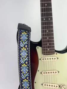 Adjustable Guitar Strap Embroidered Print Ethnic Style Guitar Strap for Folk Electric Guitar Bass Ukulele Guitar Accessories