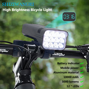 12 LED Bright Bicycle Light USB Rechargeable Bike Headlight Waterproof Bike 10000mAh Powerful Flashlight Cycling Accessories