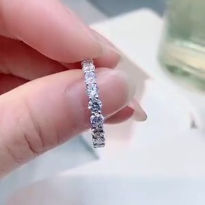 Uenjoyment 100% 925 Sterling Silver Created Moissanite Gemstone Wedding Band Romantic Couple Ring Fine Jewelry Gifts Wholesale