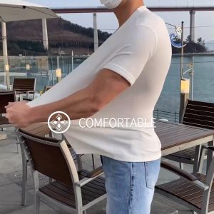 T-Shirt Men Korean Style Casual Standard Muscle Fit Gym Breathable Quick Dry Fitness Workout Running T Shirt For Men Plain Short Sleeve T-shirts