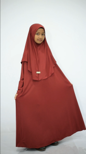 Lulukids Set Gamis Abaya Anak Jersey Premium Elegan dengan Kancing Lengan Usia 1-13 Tahun Bahan Nyaman dan Desain Cantik