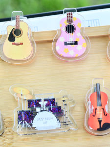 Transparent Music Score Clip Holder Guitar Shape Pattern High Aesthetic Value Book Document Clip Plastic Musical Instrument