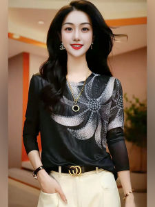 เสื้อยืดผู้หญิงแขนยาวคอตั้งทรงพอดีตัวสไตล์เกาหลี ทรงตรง ฤดูร้อน 2024 เส้นใยโพลีเอสเตอร์ 100% ชุดชั้นใน