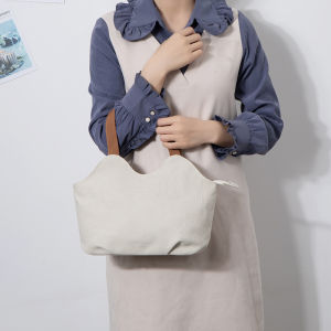Spring Summer Canvas Tote Bag for Women Casual Zippered Handbag with Small Zipper Pocket Soft Polyester Lining