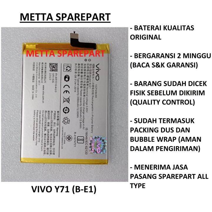 Original OEM Baterai Vivo Y71 (B-E1) | Lazada Indonesia