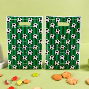 10/20/50pcs Green Soccer Gift Bags Football Candy Cookies Goody Packaging Bag For Kids Football Theme Birthday Party Supplies