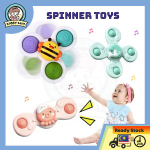 KOGGY Baby Kids Spinner Toys/ Mainan Bayi/3 pcs Set Baby Spin Top Bath Toys | Boy Children Bathing Spinner Suction Cup Baby Toy Baby Kids Spinner Cute Animals Flower spinning Toys bathtoy fun bathtoys budak mainan
