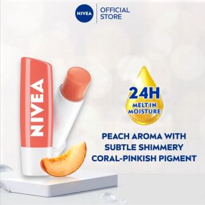NIVEA Peach Shine Caring Lip Balm 4.8g / Tinted Lip Plumper / Pelembab bibir / Lip Care
