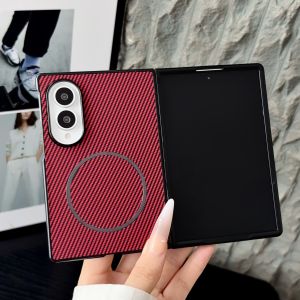 szhaiyu | Ultra Thin Carbon Fiber Leather Magnetic Phone Case for Samsung ZFold8 Ultra Fold7 Fold6 Fold5 Fold4 Shockproof Protection Cover