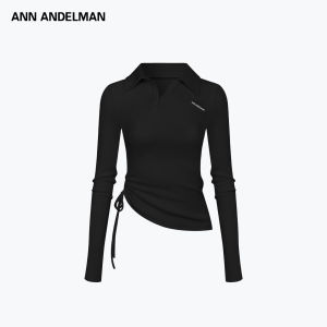 ANN ANDELMAN | New Spring Deconstructed Drawstring Collar Slimming Polo Shirt