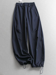 Loose Wide Leg Pants Womens Casual Trousers Elastic Waist Drawstring Long Pants Solid Color Autumn New Style V508
