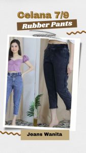 Miskstore - Celana Jeans Wanita Baggy Mid Waist Denim Plus Size dengan Resleting Kancing