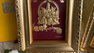 Lord Siva and Family - 24K Gold Foil Frame 27cm x 34 cm