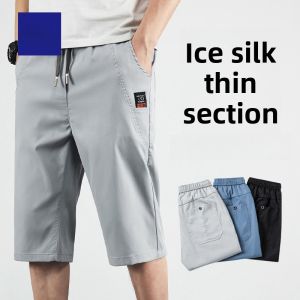 ROMON | Romon Summer Mens Short Pants Thin Loose Straight Ice Silk Beach Sports Casual Leisure Seven-Quarter Length Middle Waist Trousers
