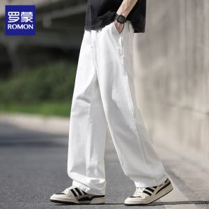 ROMON | Pure Cotton Wide Leg Utility Pants Loose Straight Drop