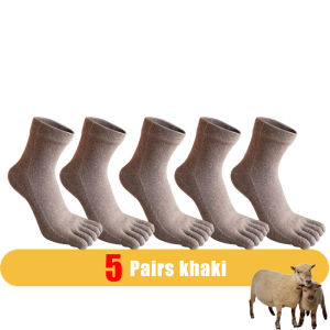 1/5 Pairs Mans Wool Five Finger Socks Short Winter Solid Sweat-Absorbing Business Thick Thermal Anti-Bacterial Warm Toe Socks