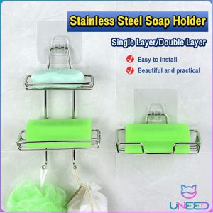 Need. Soap Holder Stainless Steel Double Layer Soap Box Toilet Rack Wall-mounted Bathroom Holder