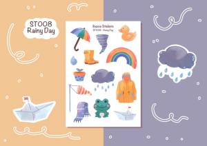 Sticker tự thiết kế - sticker sheet rainy day - hình dán sổ nhật kí bullet journal - unim035
