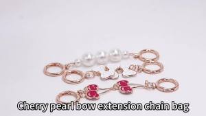 Cute Red Cherry Bag Shoulder Strap Moon Bag Charms for Women Bow Keychain Fruit Pendant Flowers Extension Chain Pearl Accessorie