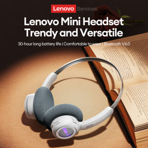 Lenovo | Lenovo LS113 On-Ear Bluetooth 6.0 Headphones 30H Battery ENC Noise Reduction Wireless Headset RGB Light Stylish Retro Earphones