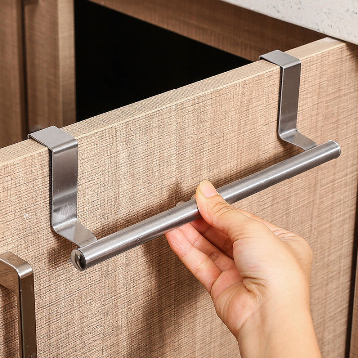 Towel Rack Over Door Towel Bar Hanging Holder Stainless Steel Bathroom Kitchen Cabinet Towel Rag Rack