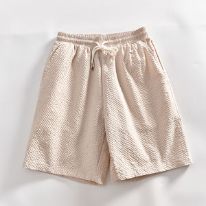 กางเกงขาสั้นทรงหลวมเอวยางยืดสำหรับผู้ชายในช่วงฤดูร้อน กางเกงขาสั้นทรงหลวมพิมพ์ลายฟองน้ำระบายอากาศได้ดี ทรงหลวม ทรงหลวม ทรงหลวม