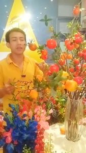 Cành lựu 7 trái size đại hàng nhập cực đẹp cắm bình trang trí nhà cửa sang trọng Decor Phòng may mắn tài lộc hút vượng khí