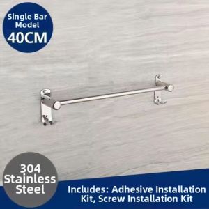 Stainless Steel Bathroom Towel Bar No-drilling Thickened Single/Double