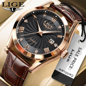 LIGE Men Watch Waterproof Luminous Luxury Leather Casual Sports Quartz Watch Military Watch For Men +Box
