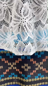 Set 2 ชิ้น เสื้อลูกไม้+กระโปรงไหมพรมลายไทย TT8446