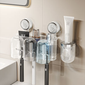 Suction Cup Toothbrush Holder Wall Mounted No Drilling for Family of Four 2025 New Style Spout Cup Rack Modern Minimalist Style