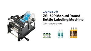 ZONESUN ZS-50P Manual Round Bottle Labeling Machine With Handle Bottle Labeler Label Applicator Metal Bottle Packing Machine