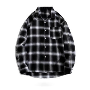American Retro Wear Red Gingham Shirt Mens Fancy Handsome Shirt Vintage Casual Outwear Fashion