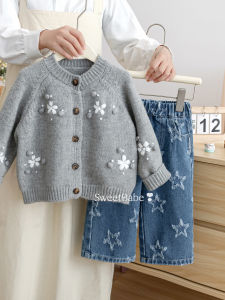 New Floral Girls Knit Cardigan Autumn/Spring