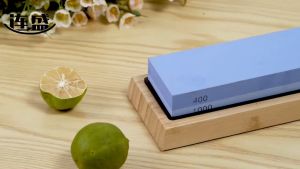 HongKong60หินลับคมขนาดใหญ่ หินลับคมมีดคุณภาพสูง หินรวมกันมี 2 ด้าน พร้อมฐานไม้ไผ่ ที่ใส่ใบมีด หินลับมีดสำหรับลับมีด2ด้าน ที่ลับมีด