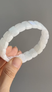 [ Woosilver ] Vòng Tay Đá Trắng Bản Chữ Nhật ( 139 × 94 × 5 mm ) - Secondhand SI - VTĐM15
